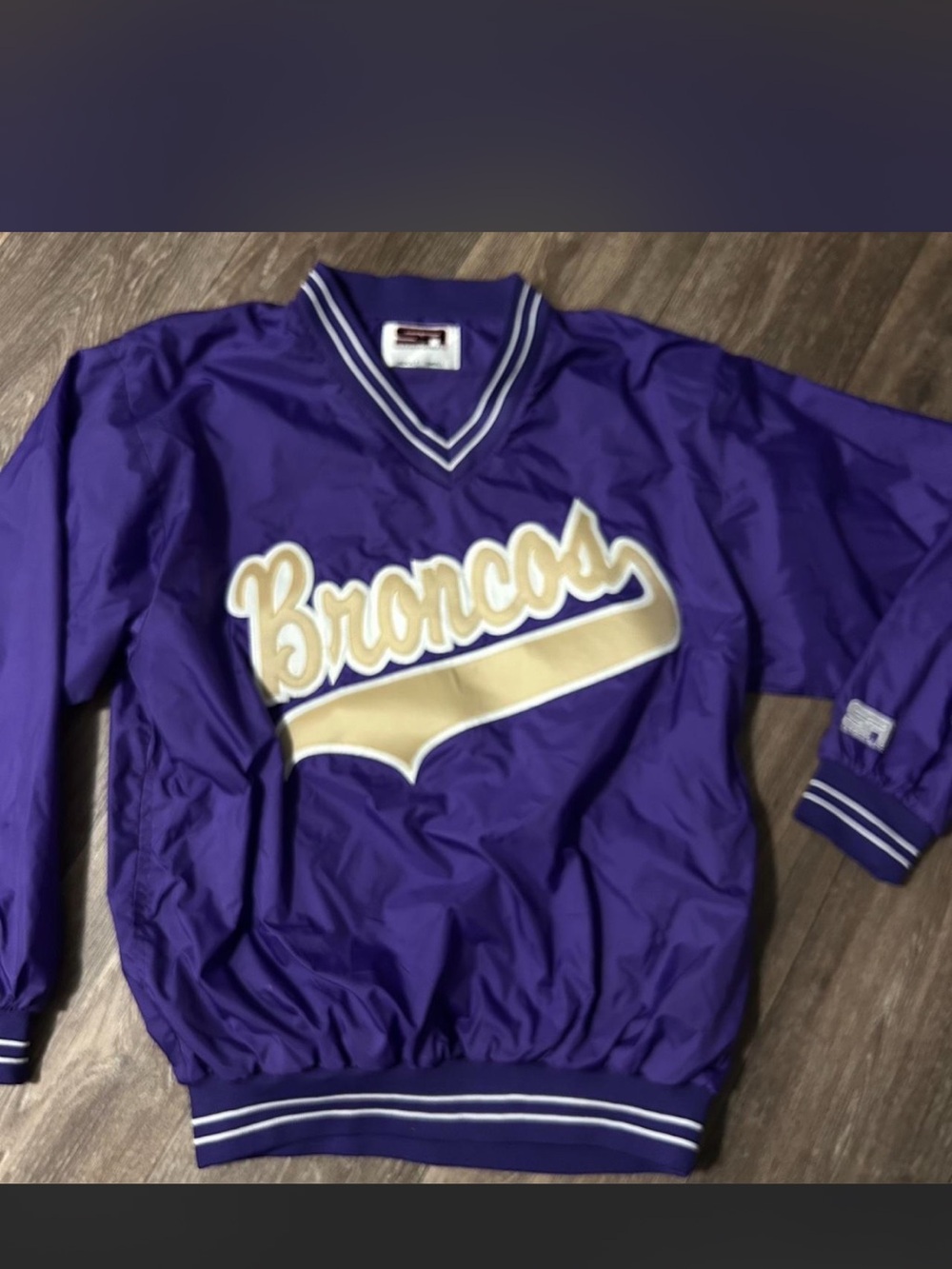 Purple "Broncos" Pullover Windbreaker